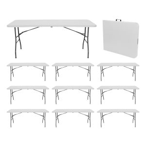Megapack 10 mesas dobráveis ​​portáteis de resina 240cm brancas 7house
