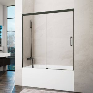 Resguardo banheira frontal+deslizante basic 160-165cm transparente titânio