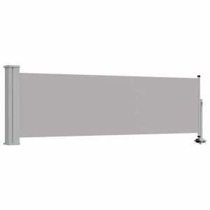 Toldo lateral retrátil para pátio 80x300 cm cinzento