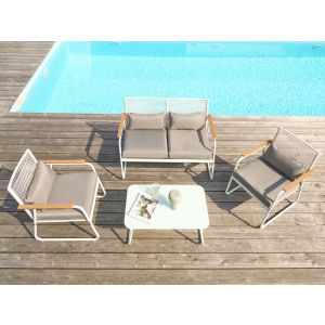 Conjunto de jardim com mesa 4 lugares pomonte metal branco