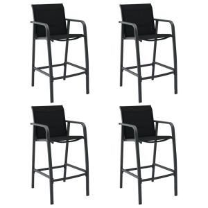 vidaXL sillas altas de jardín 4 unidades textilene negro