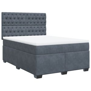 vidaXL cama box spring con colchón terciopelo gris oscuro 140x200 cm