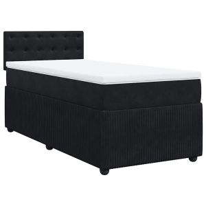vidaXL cama box spring con colchón terciopelo negro 90x200 cm