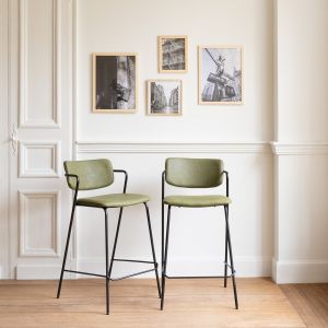 Conjunto de 2 bancos de bar de imitação verde léon