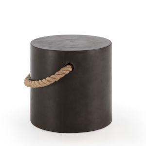 Banqueta 40x40x40 com alça de corda, cimento preto
