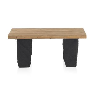 Mesa de centro em madeira de abeto com base em poliresina, 110x60x45cm