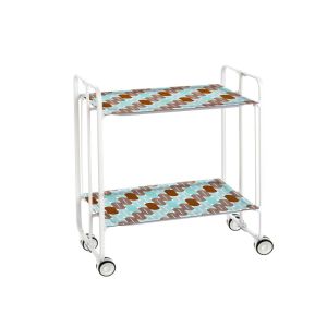 Carrinho de serviço dobrável bauhaus, armação de metal branco, 2 bandejas