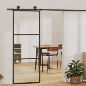 Porta deslizante em vidro esg e alumínio 76x205 cm preto ptxt4772