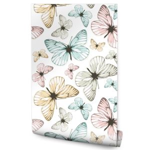 Papel de parede quarto colorido butterflies natureza  decoração moderna