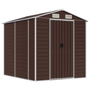 Abrigo de jardim 191x215x198 cm aço galvanizado castanho
