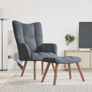 Cadeira de descanso com banco veludo cinzento-escuro ewg1857