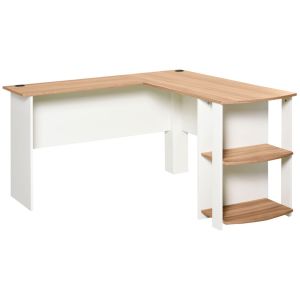 Secretária de canto 136x130x72 cm mdf bicolor Homcom