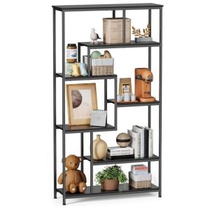 Estante vertical de metal - 7 níveis - preto - 98 x 30 x 180 cm