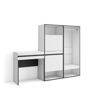 Mesa consola de entrada, sapateira, armário aberto, 190x35x145cm, rf3441