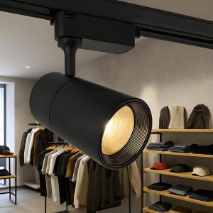 Foco LED preto orientável 30w, calha monofásico, 3000lm, luz natural 4000k