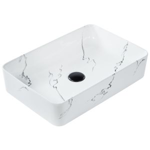 Lavatório de bancada hopi 51 x 34 cm cerâmica mármore branco