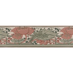 Borda do papel de parede flores vintage em estilo art nouveau terracota