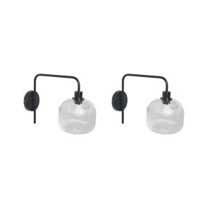 Conjunto de 2 candeeiros de parede comapala metal preto