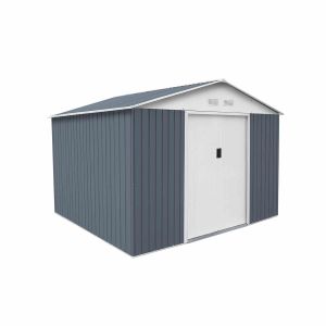 Abrigo de jardim em metal 241x321x205 cm (7,74 m²) bristol cinzento