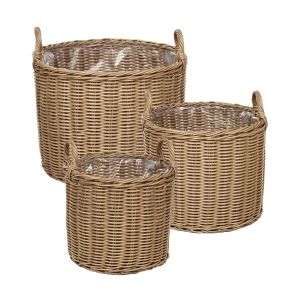 Conjunto de 3 vasos de vime pendula 33/37/45 cm rattan sintético natural