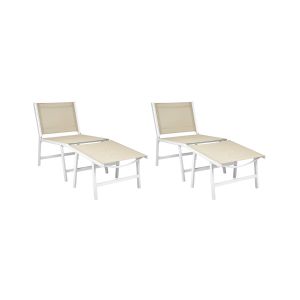 Conjunto de 2 cadeiras de jardim marceddi metal branco/creme
