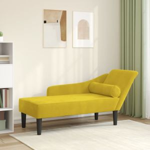 Chaise longue com almofadões veludo amarelo wf328732