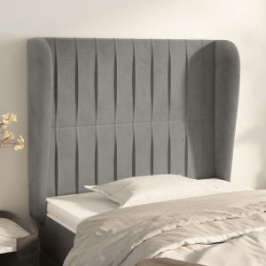 Cabeceira cama c/ abas veludo 103x23x118/128 cm cinzento-claro ptob7163