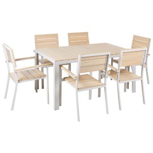 Conjunto de refeição de jardim 6 lugares como creme