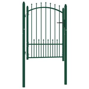 vidaXL puerta de valla emmen con pinchos de acero, 104 x 109,5 cm, verde