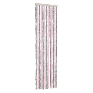 Cortina anti-insetos 56x200 cm chenille cinza-prateado e rosa