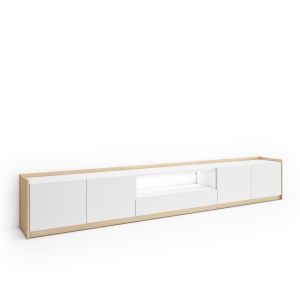 Móvel de tv, 310x37x50cm, branco e carvalho soft, LED rf4877