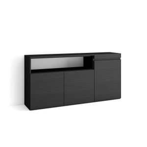 Aparador sala de jantar, 150x75x35cm, preto rf2508