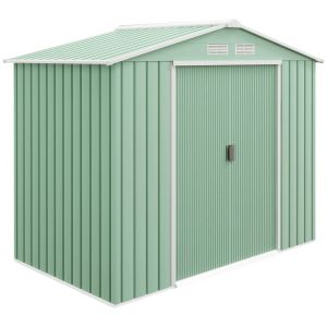 Abrigo de jardim 213x130x185 cm aço galvanizado e pp color verde Outsunny
