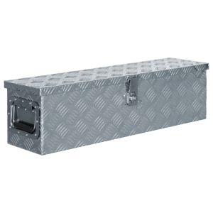 vidaXL caja de aluminio 80,5x22x22 cm plateada