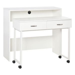 Conjunto de 2 secretárias empilhávei 100x36x88 cm mdf, metal color blanco