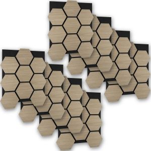 Tectake painéis pared, 8 peças, folheado sonoro, 76x62x18cm,carvalho escuro