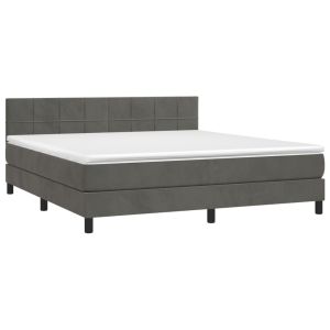 vidaXL cama box spring con colchón terciopelo gris oscuro 180x200 cm