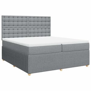 vidaXL cama box spring con colchón tela gris claro 200x200 cm