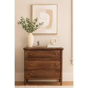 Cómoda bamboo esculpida com 3 gavetas