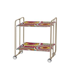 Carrinho de serviço dobrável bauhaus, armação metal cor areia, 2 bandejas