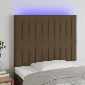 Cabeceira de cama c/ luzes LED tecido 80x5x118/128cm castanho ptob9515