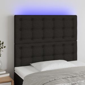 Cabeceira de cama c/ LED tecido 90x5x118/128cm preto ptob8966