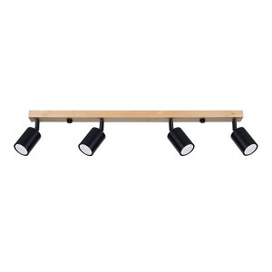 Lámpara de techo verdo 4 madera negra acero/madera 96x17.5x65cm