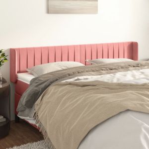 Cabeceira de cama c/ abas veludo 203x16x78/88 cm rosa ptob7958