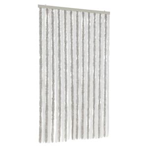 Cortina anti-insetos 100x220cm chenille cinzento-claro e branco