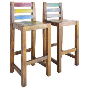 vidaXL taburetes de cocina 2 unidades madera maciza reciclada