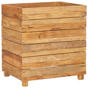 Arriate de teca reciclada y acero 50x40x55 cm