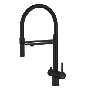 Grifo de cocina 3 vías acero inox ducha 2 chorros amovible, negro