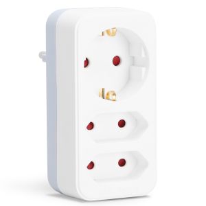 Aigostar adaptador 3 tomadas, 1 schuko + 2 tomadas eu, proteção infantil