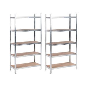 Conjunto de 2 estantes de garagem xitta metal 90 cm 40 cm prateado
